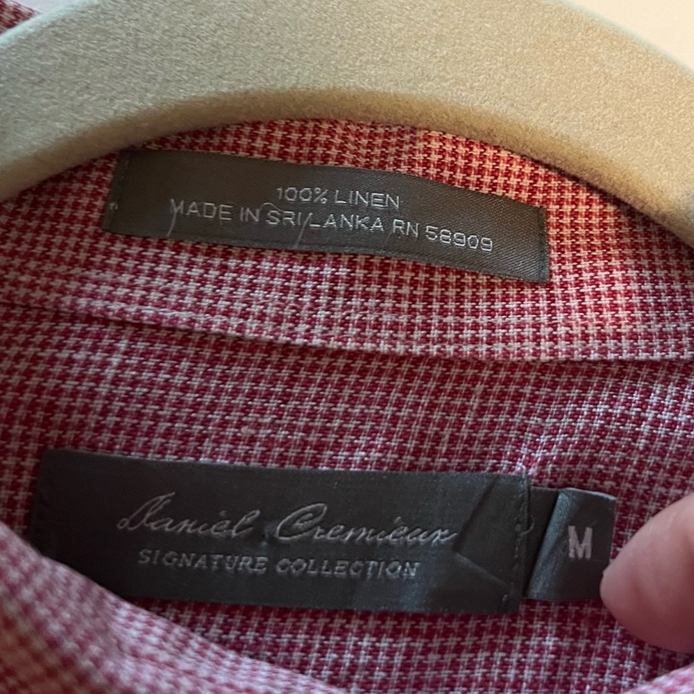 Linen Daniel Cremieux Red White Button-Down Shirt | Classic Fit M - Picture 2 of 4